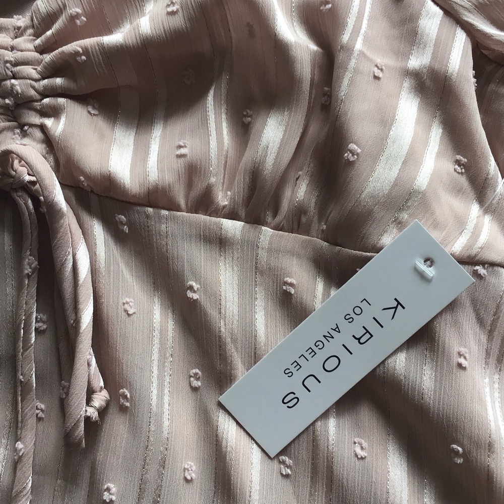 Kirious Los Angeles mauve long puff sleeves cropped blouse Size Large - Picture 6 of 7